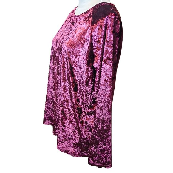 Y2K 2000s Crushed Velvet Top Raglan Sleeve Whimsygoth Grunge Womens Large Blouse - Picture 2 of 7